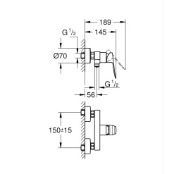 Miscelatore monocomando doccia esterno Grohe Dice cromo