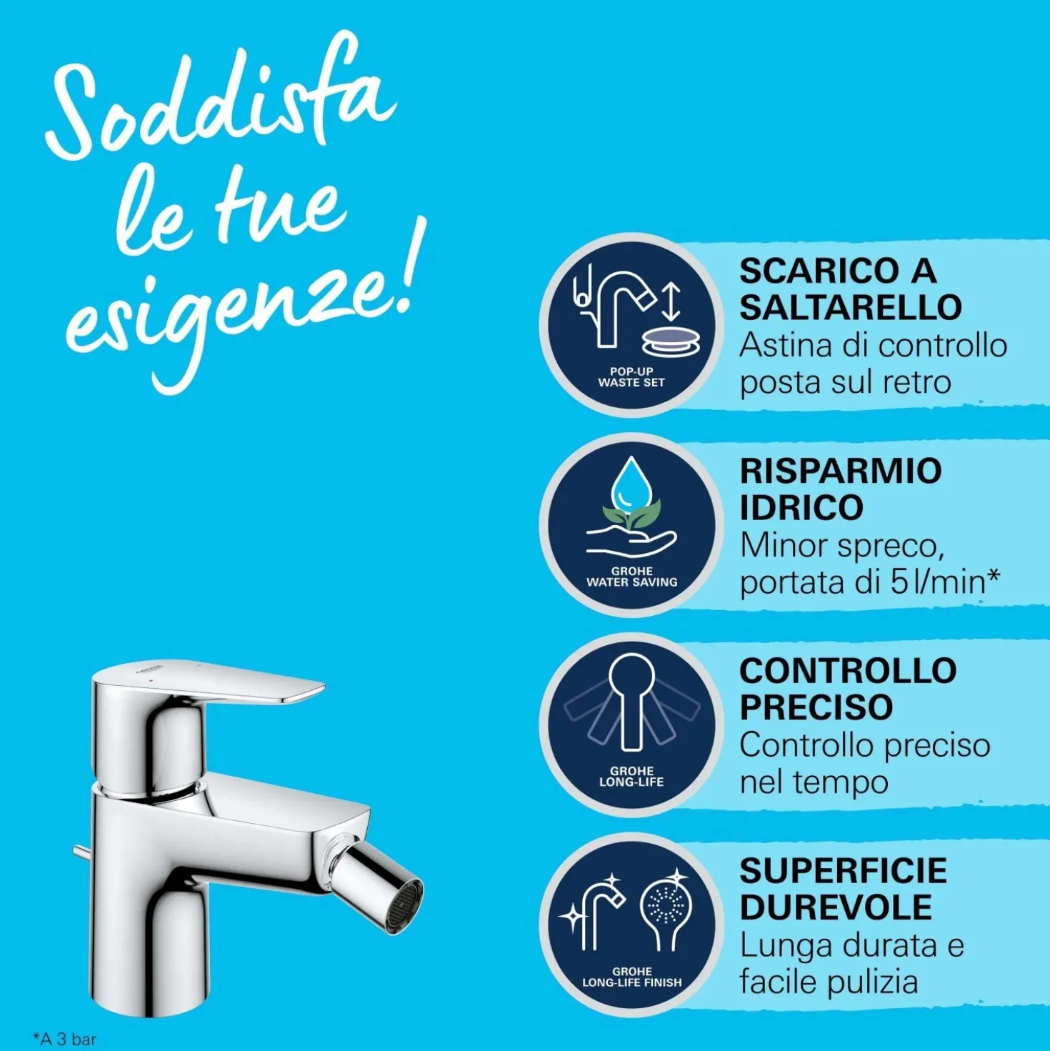 Miscelatore monocomando per bidet GROHE QUICKFIX Start Edge
