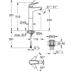 Miscelatore monocomando Swift per lavabo tg XL cromo