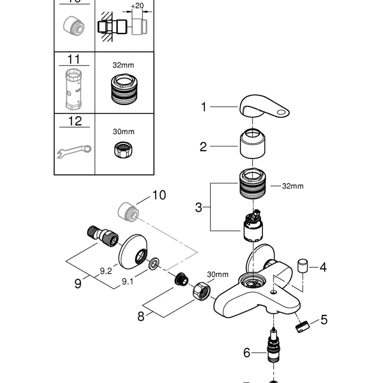 Miscelatore monocomando vasca Grohe Swift