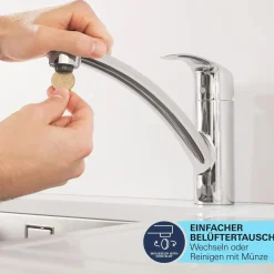 Miscelatore per lavello monocomando Grohe QuickFix Start Nero