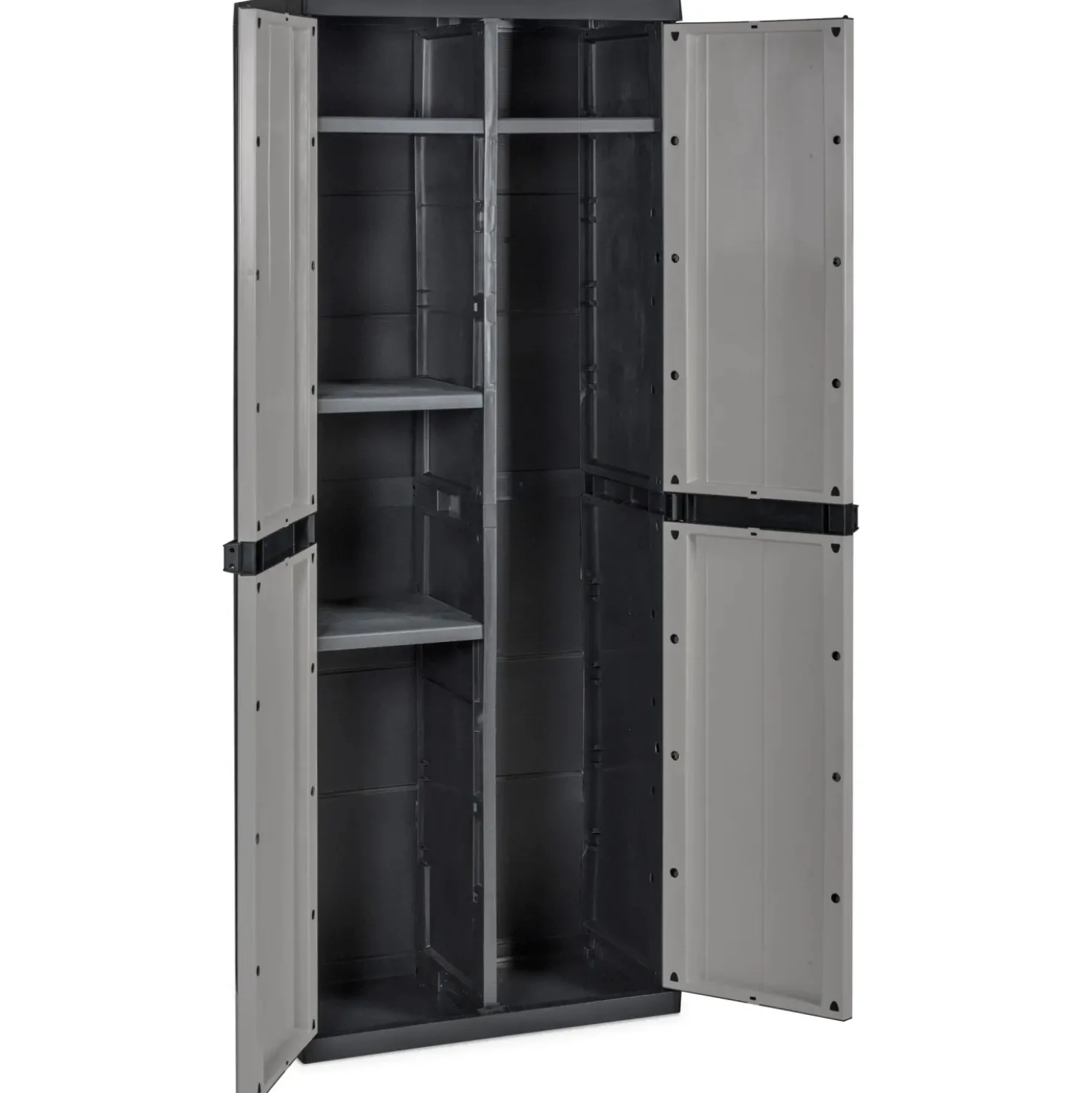 Mobile alto 2 ante 4 ripiani con vano portascope 65x37xH165 cm grigio nero