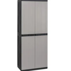 Mobile alto 2 ante 4 ripiani con vano portascope 65x37xH165 cm grigio nero