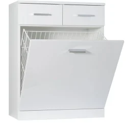 Mobile bagno a terra con portabiancheria 60x78 cm bianco