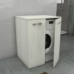 Mobile bagno a terra coprilavatrice con 2 ante 70x63x89 cm effetto legno bianco