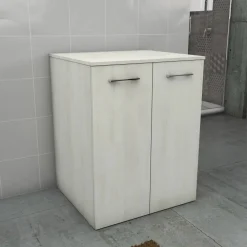 Mobile bagno a terra coprilavatrice con 2 ante 70x63x89 cm effetto legno bianco