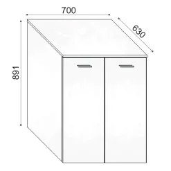Mobile bagno a terra coprilavatrice con 2 ante 70x63x89 cm effetto legno bianco