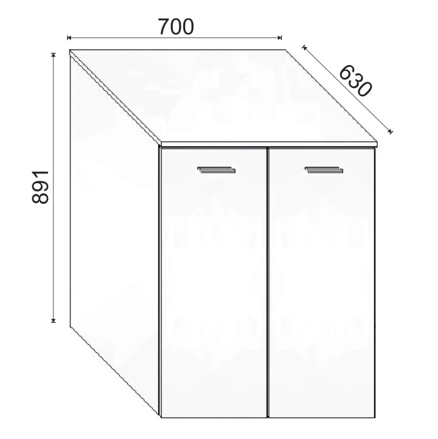 Mobile bagno a terra coprilavatrice con 2 ante 70x63x89 cm effetto legno bianco