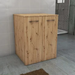 Mobile bagno a terra coprilavatrice con 2 ante 70x63x89 cm effetto legno rovere