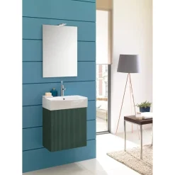 Mobile bagno assemblato con anta sospeso Mini 51x71x41 cm verde opaco laccato