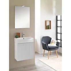 Mobile bagno assemblato con anta sospeso Mini 51x71x41 cm bianco opaco laccato