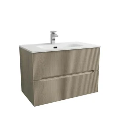 Mobile bagno base con lavabo in ceramica sospeso Zeus 81x46 cm legno chiaro