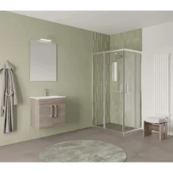 Mobile bagno base con lavabo e specchio sospeso 60,5x144x36,5 cm grigio scuro