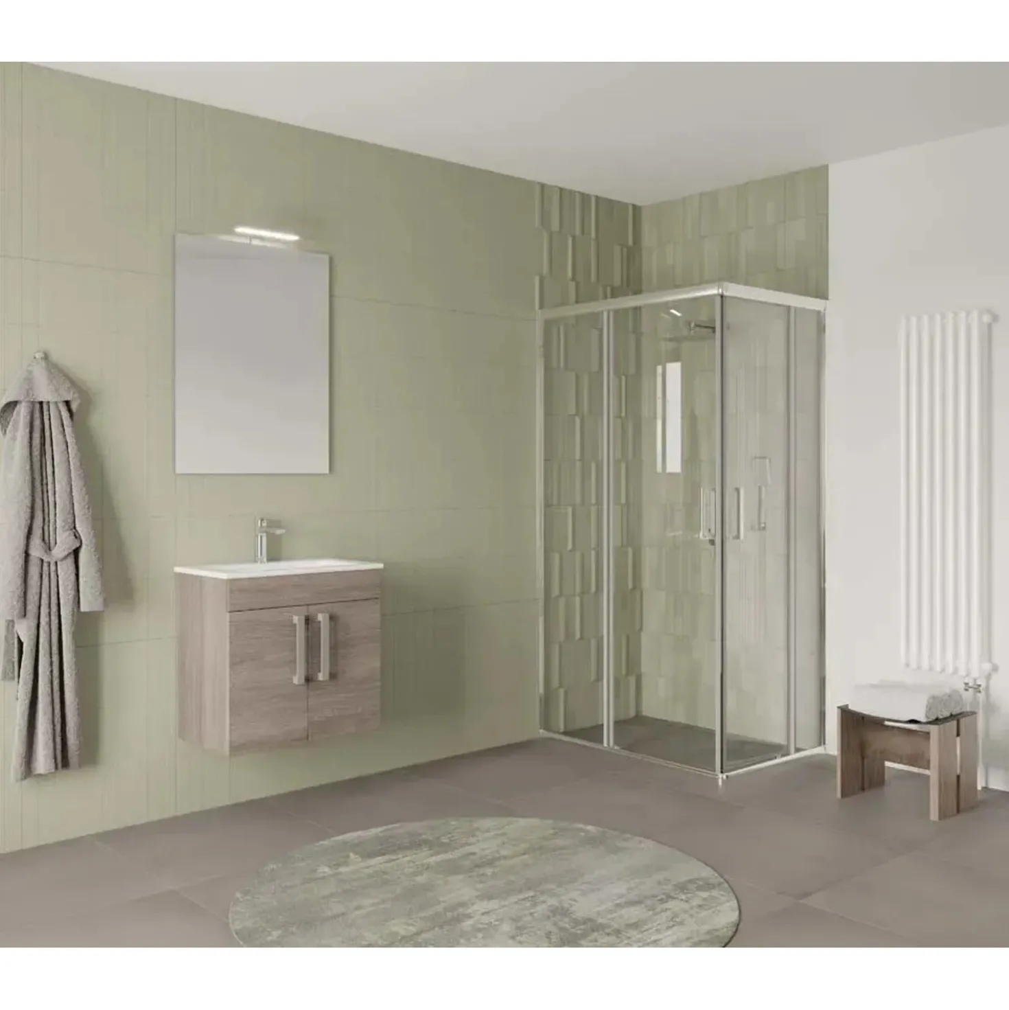 Mobile bagno base con lavabo e specchio sospeso 60,5x144x36,5 cm grigio scuro