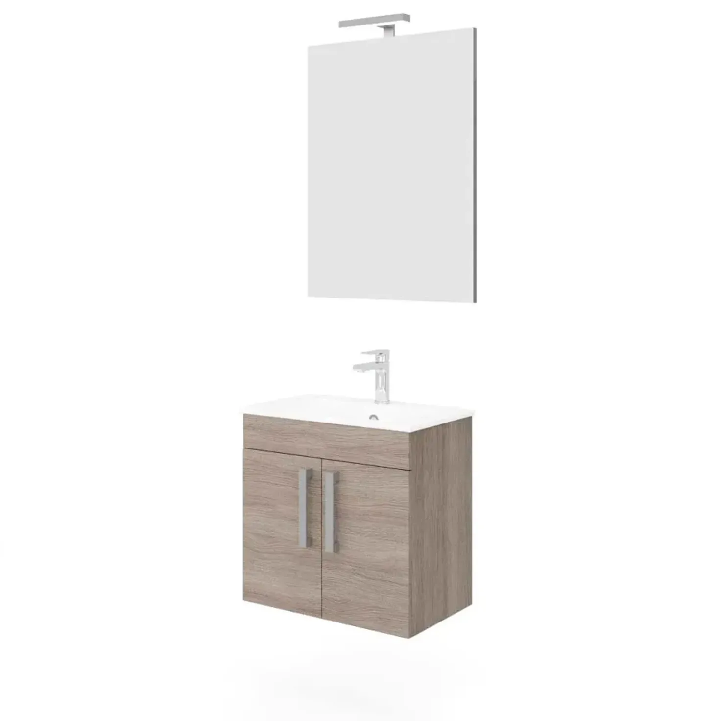 Mobile bagno base con lavabo e specchio sospeso 60,5x144x36,5 cm grigio scuro