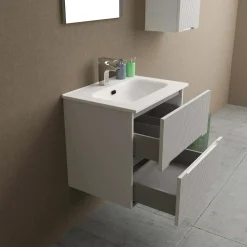 Mobile bagno base con lavabo in ceramica sospeso Zeus 64x77x49 cm opaco