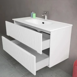 Mobile bagno base con lavabo in ceramica sospeso Zeus 101x46 cm opaco