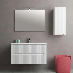 Mobile bagno base con lavabo in ceramica sospeso Zeus 101x46 cm opaco