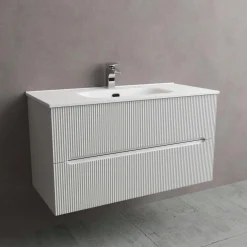 Mobile bagno base con lavabo in ceramica sospeso Zeus 101x46 cm opaco