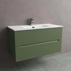 Mobile bagno base con lavabo in ceramica sospeso Zeus 81x46 cm verde
