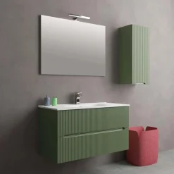 Mobile bagno base con lavabo in ceramica sospeso Zeus 81x46 cm verde
