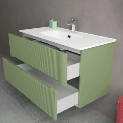 Mobile bagno base con lavabo in ceramica sospeso Zeus 81x46 cm verde