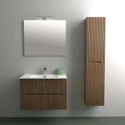 Mobile bagno base con lavabo in ceramica sospeso Zeus 81x46 cm legno scuro