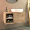Mobile bagno base lavabo sospeso 80 cm rovere/rovere sx