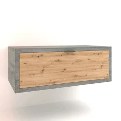 Mobile bagno base lavabo sospeso 110 cm cemento/rovere