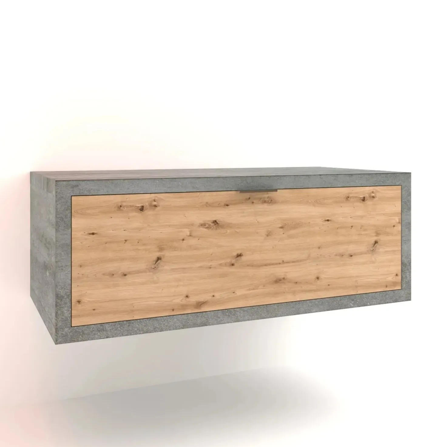 Mobile bagno base lavabo sospeso 110 cm cemento/rovere