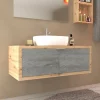 Mobile bagno base lavabo sospeso 110 cm rovere/cemento