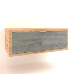 Mobile bagno base lavabo sospeso 110 cm rovere/cemento