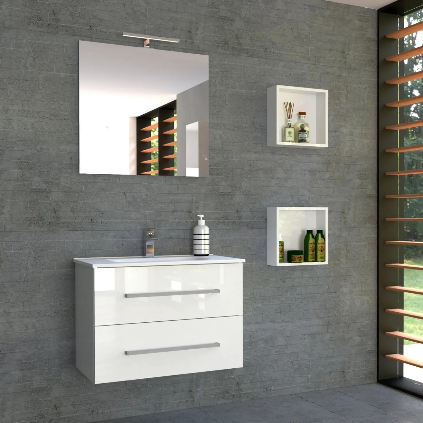 Mobile bagno base lavabo sospeso Mary 75x45 cm bianco