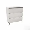 Mobile bagno base lavabo a terra Pura 3 cassettoni L81xH90xP46 cm Bianco nordico