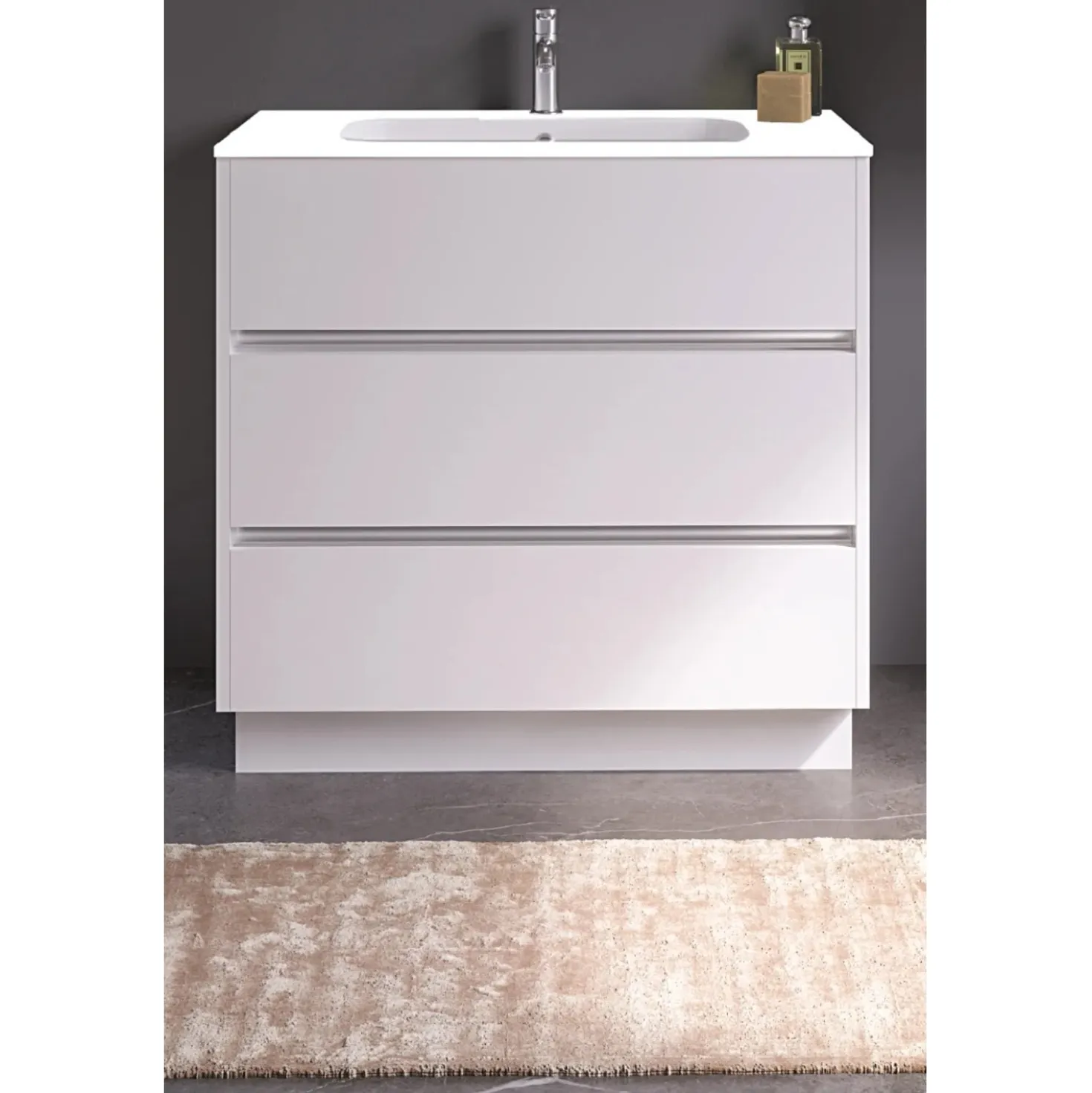 Mobile bagno base lavabo a terra Barrio 106x87,5x51 cm bianco laccato