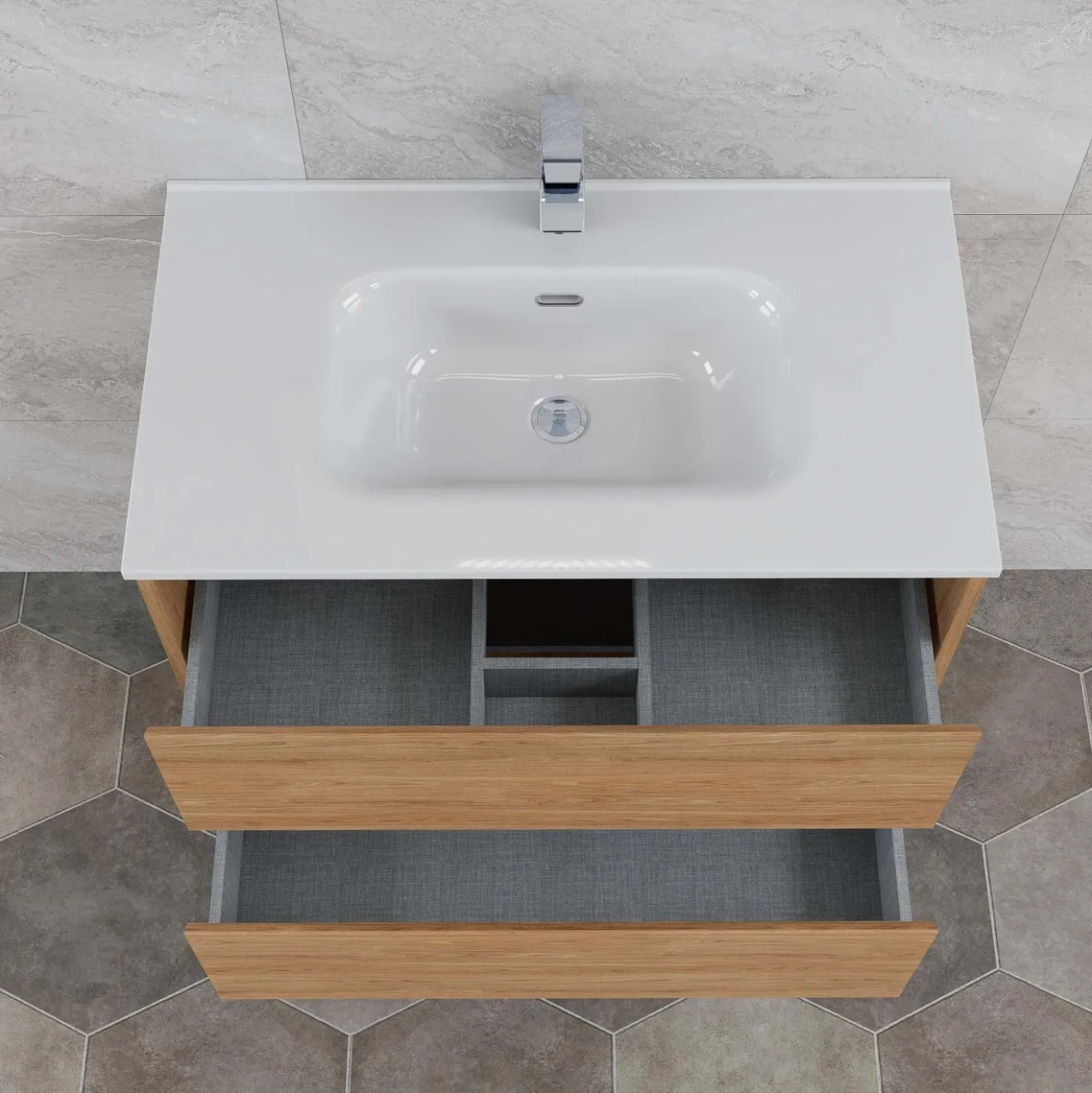 Mobile bagno base lavabo sospesa Ness 81 2/C honey 81x46 cm