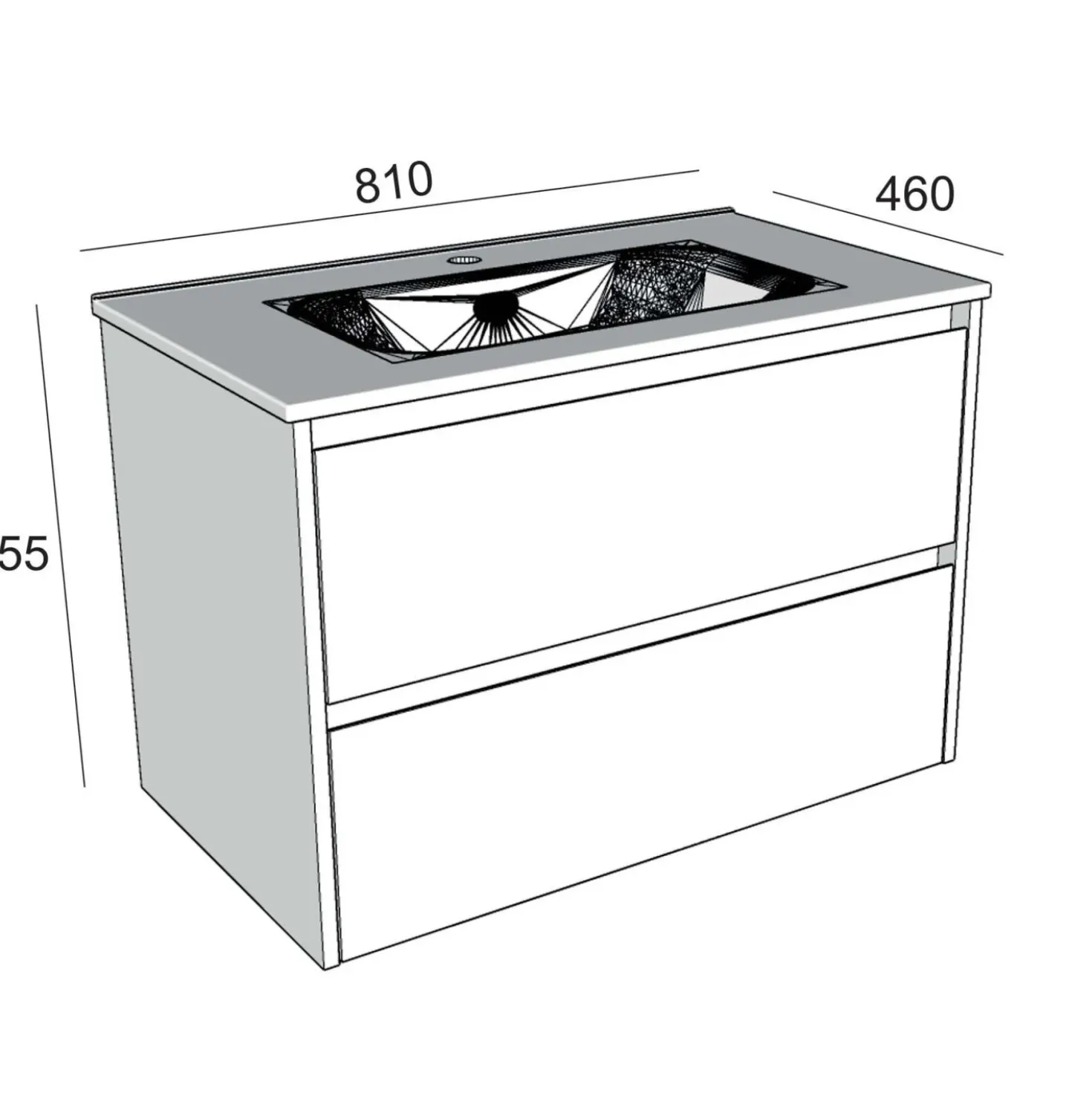 Mobile bagno base lavabo sospesa Ness 81 2/C honey 81x46 cm