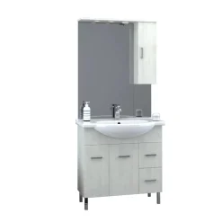 Mobile bagno base lavabo a terra Orphea 85 cm bianco larice con pensile