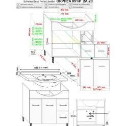 Mobile bagno base lavabo a terra Orphea 85 cm grigio larice con pensile