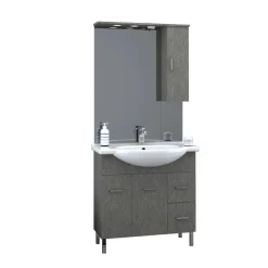 Mobile bagno base lavabo a terra Orphea 85 cm grigio larice con pensile