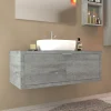 Mobile bagno base lavabo sospeso 110 cm cemento/cemento