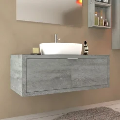 Mobile bagno base lavabo sospeso 110 cm cemento/cemento