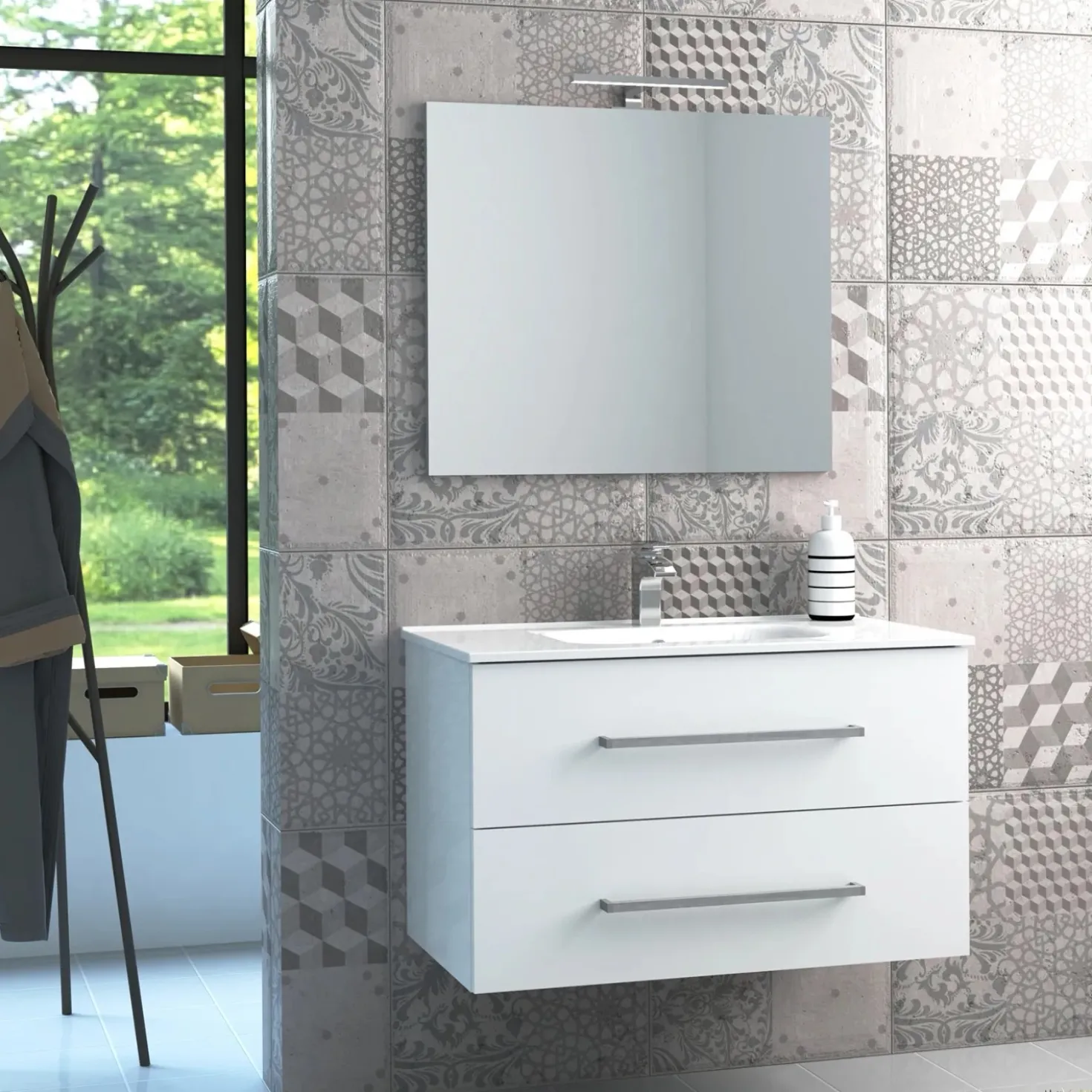 Mobile bagno base lavabo sospeso Mary 90x46 cm bianco