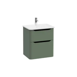 Mobile bagno base lavabo sospesa 2 cassetti Integra Round 60 cm matt green