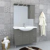 Mobile bagno base lavabo a terra Orphea 105 cm grigio larice con pensile