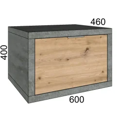 Mobile bagno base lavabo sospeso 60 cm cemento/rovere nodato