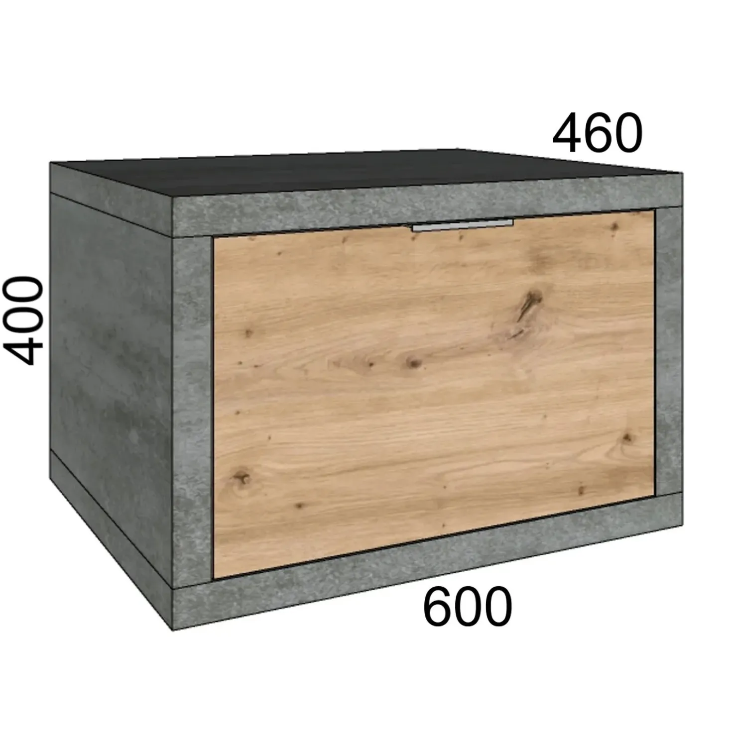 Mobile bagno base lavabo sospeso 60 cm cemento/rovere nodato