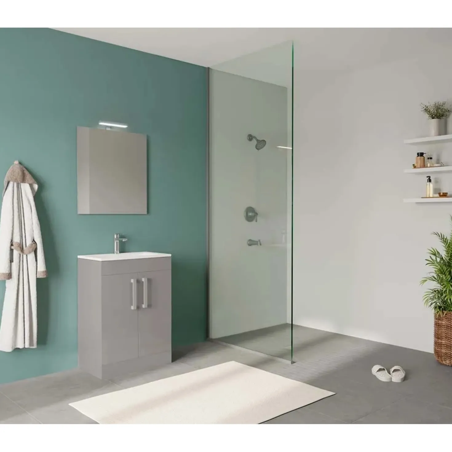 Mobile bagno base lavabo a terra Minitower 66x87x38 cm grigio