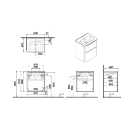 Mobile bagno base lavabo sospesa 2 cassetti Integra Round 60 cm matt white