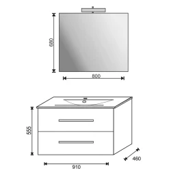 Mobile bagno base lavabo sospeso Mary 90x46 cm bianco larice